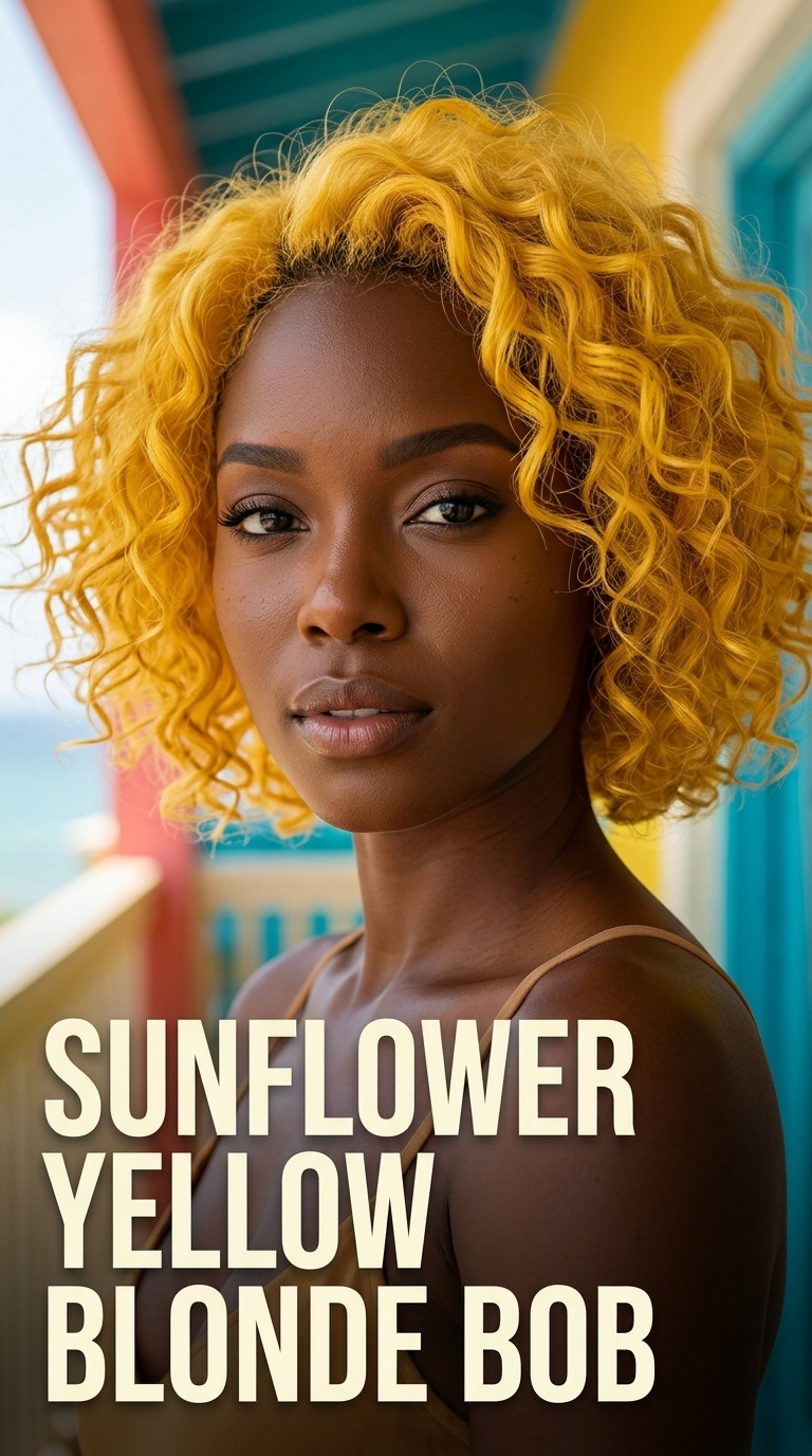 Sunflower Yellow Blonde Bob