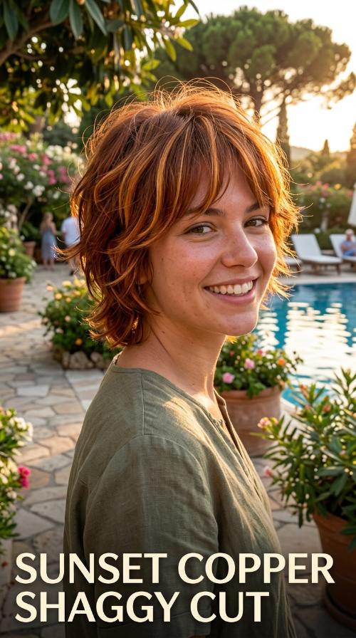 Sunset Copper Shaggy Cut