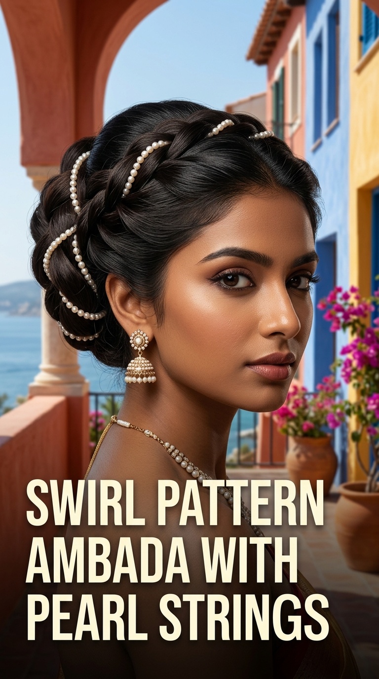 Swirl Pattern Ambada with Pearl Strings