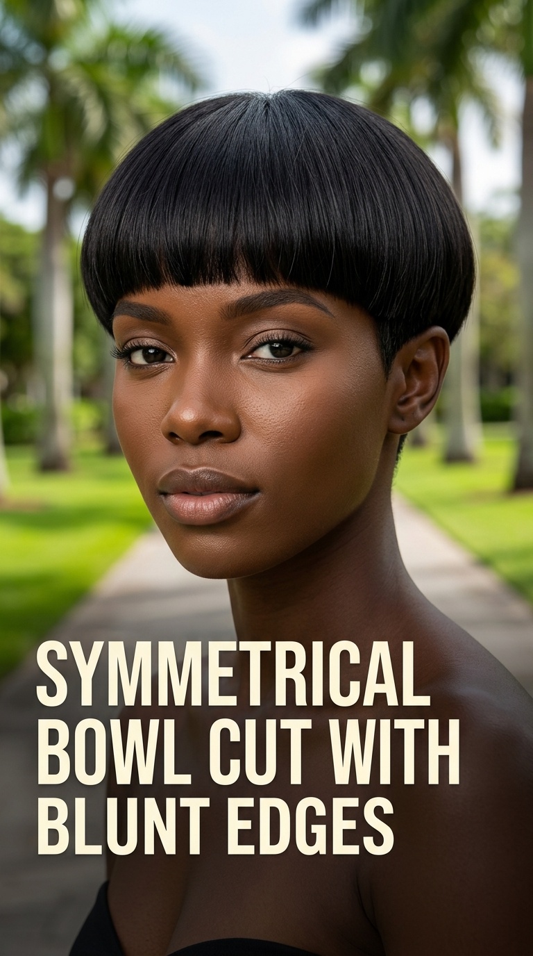 Symmetrical Bowl Cut with Blunt Edges