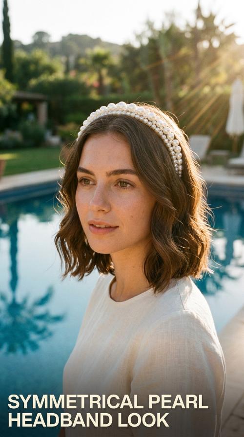 Symmetrical Pearl Headband Look