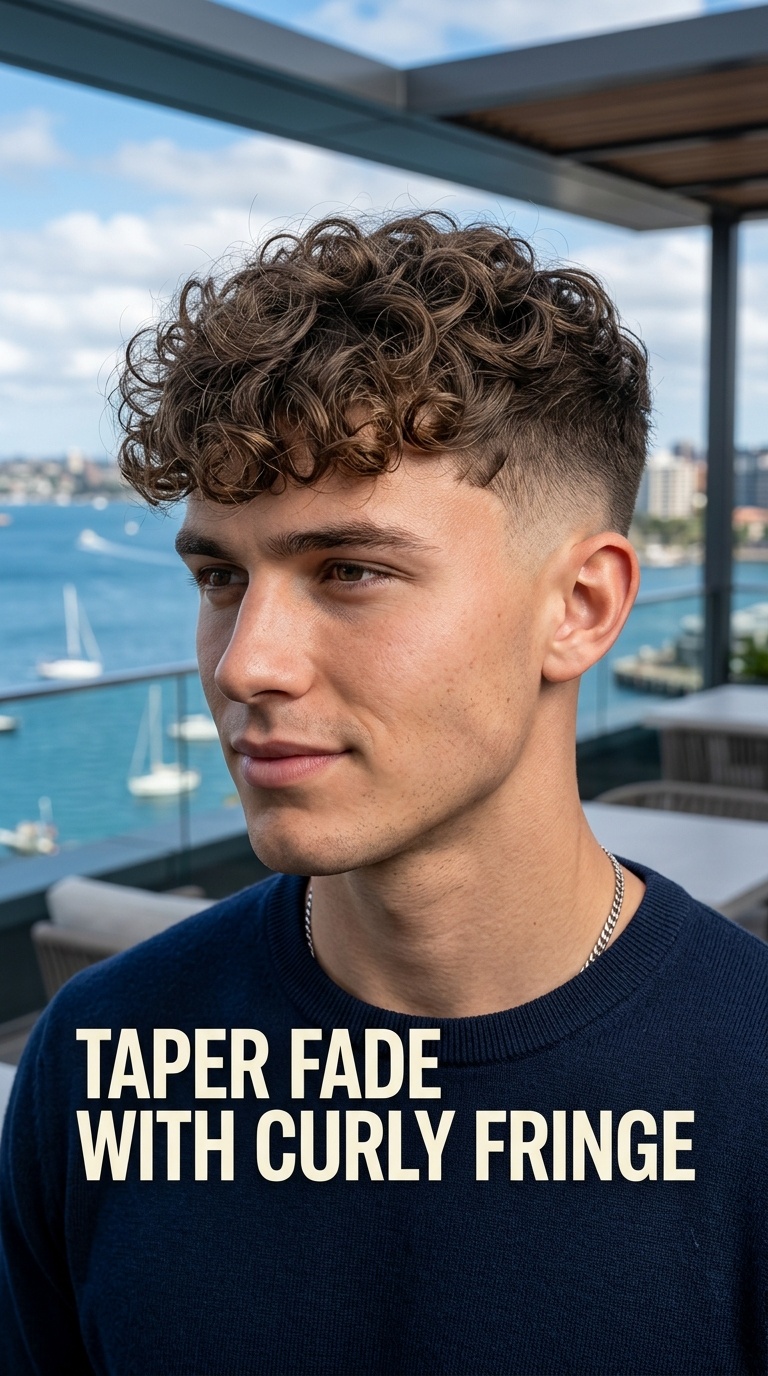 Taper Fade with Curly Fringe