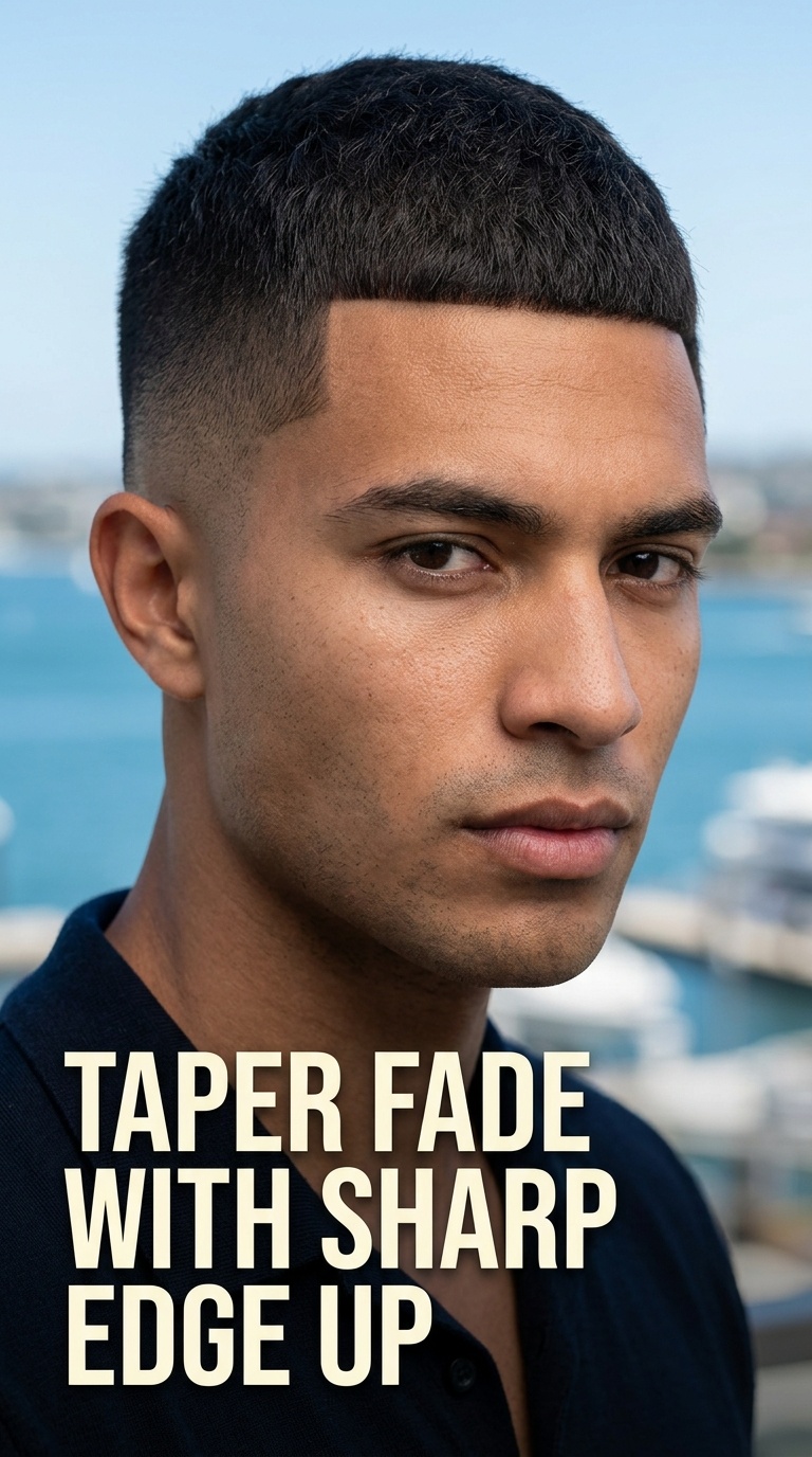 Taper Fade with Sharp Edge Up