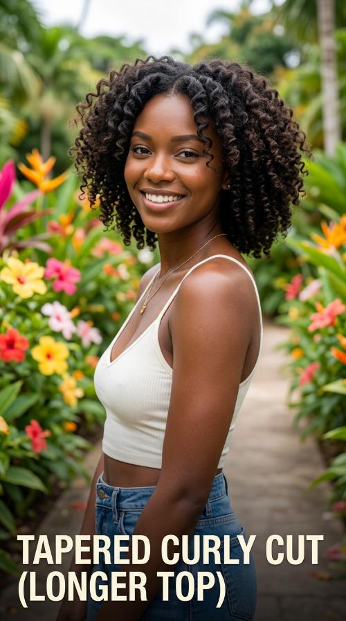 Tapered Curly Cut (Longer Top)