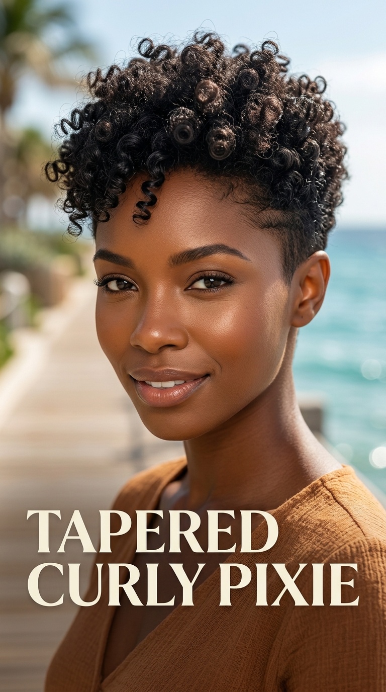 Tapered Curly Pixie