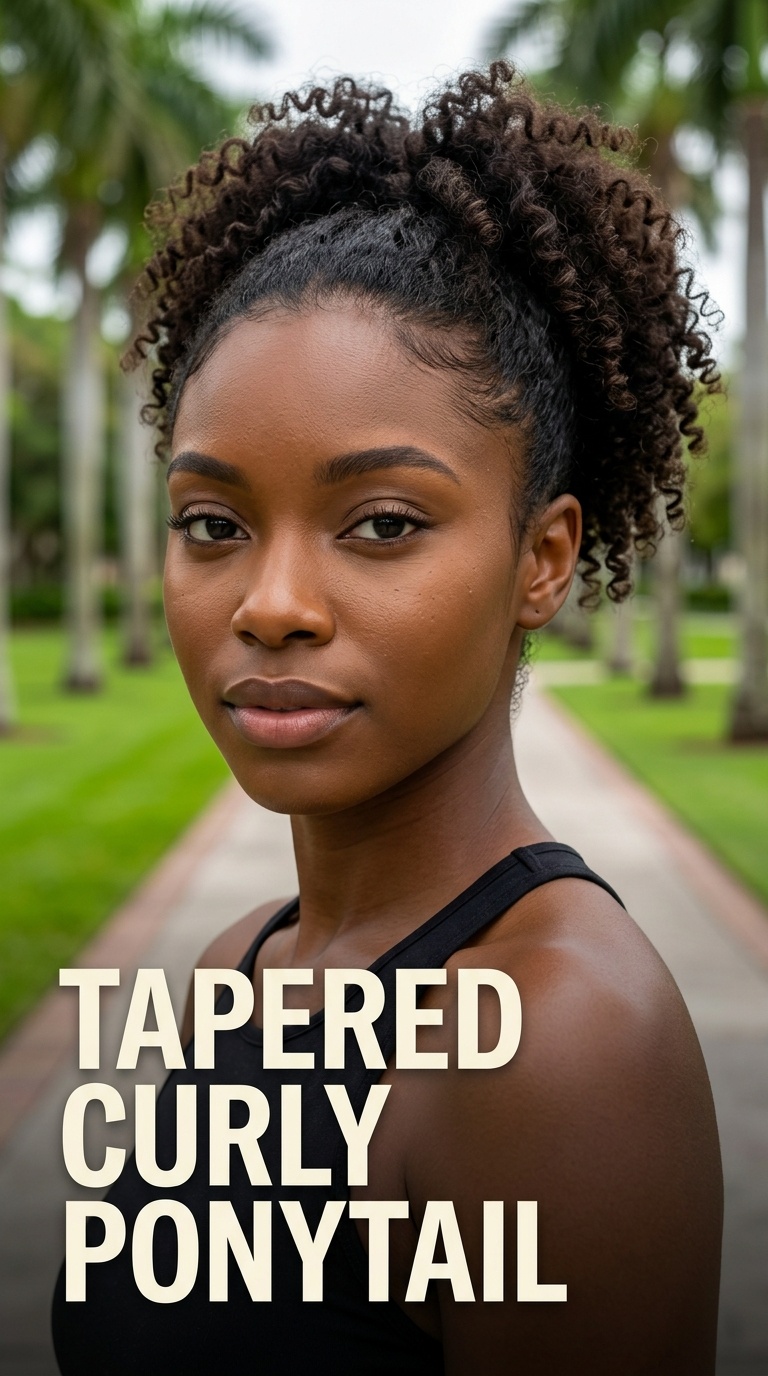 Tapered Curly Ponytail