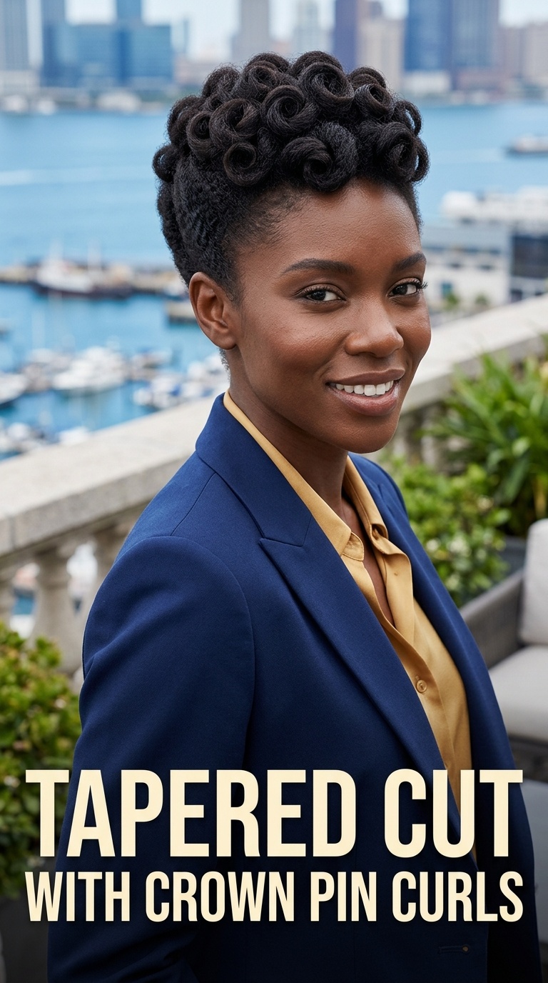 Tapered Cut with Crown Pin Curls