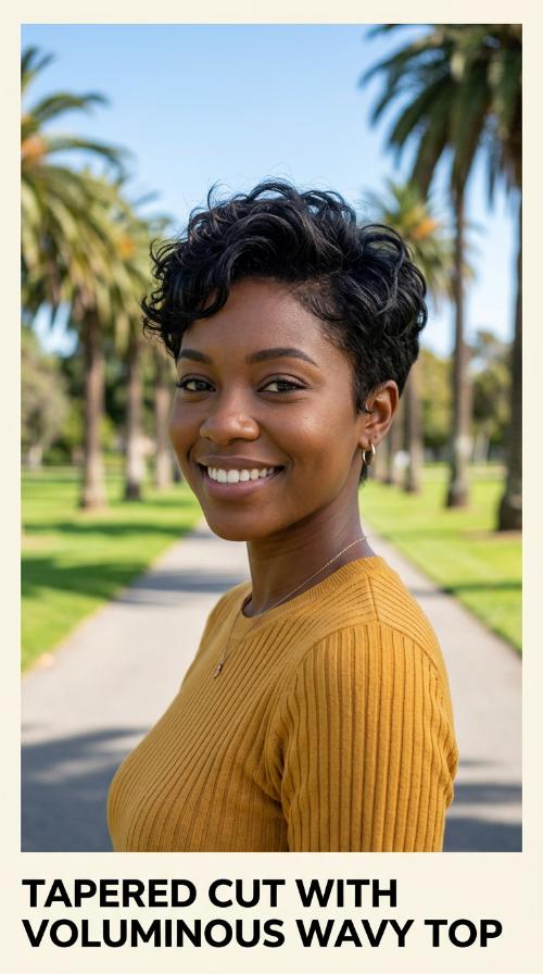 Tapered Cut with Voluminous Wavy Top