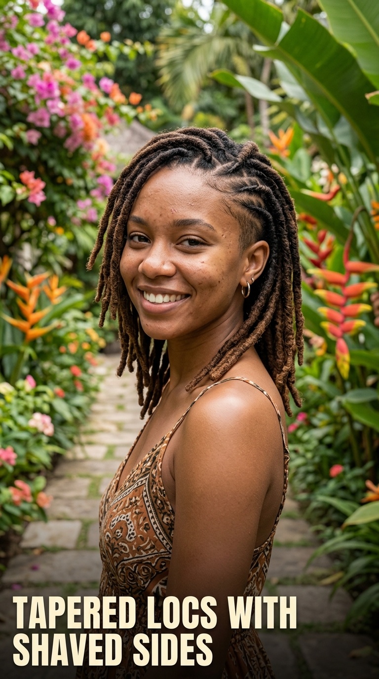 Tapered Locs with Shaved Sides