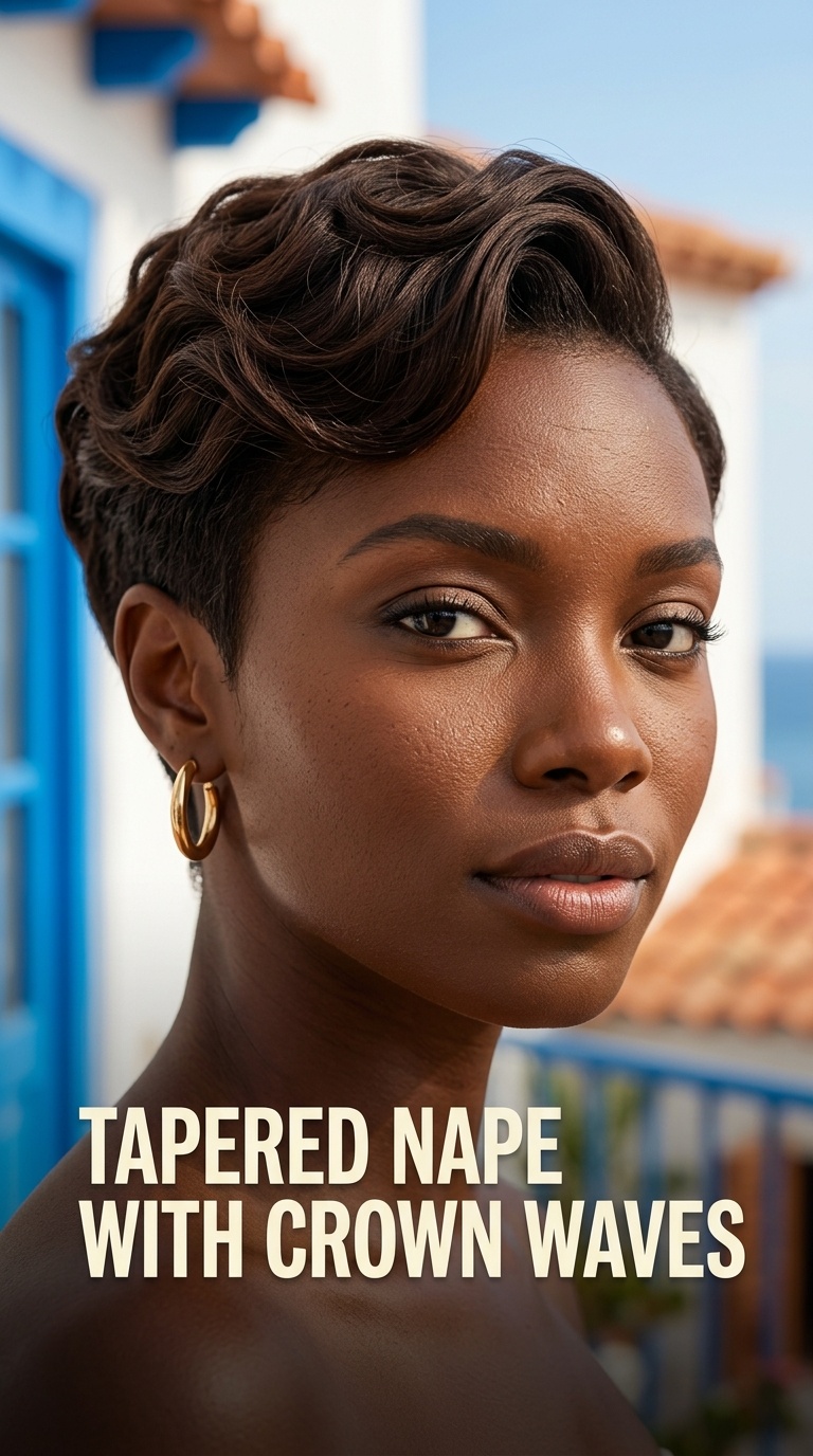 Tapered Nape with Crown Waves