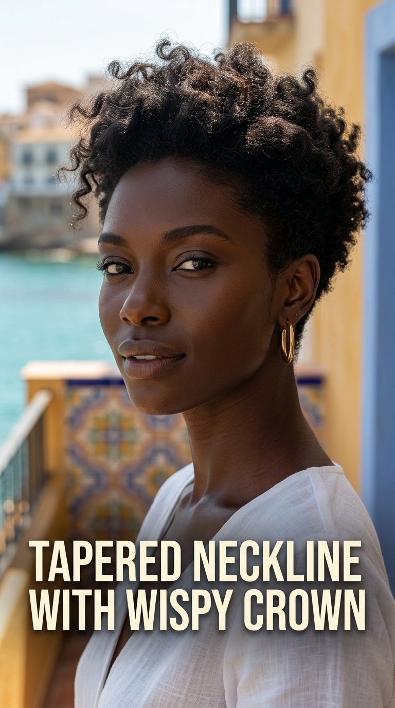 Tapered Neckline with Wispy Crown