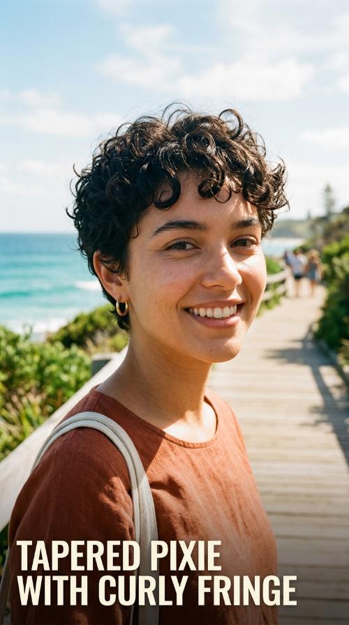 Tapered Pixie with Curly Fringe