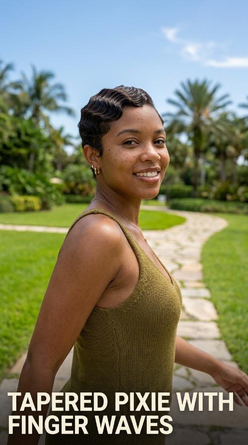 Tapered Pixie with Finger Waves
