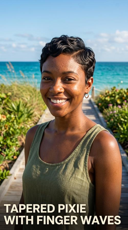 Tapered Pixie with Finger Waves