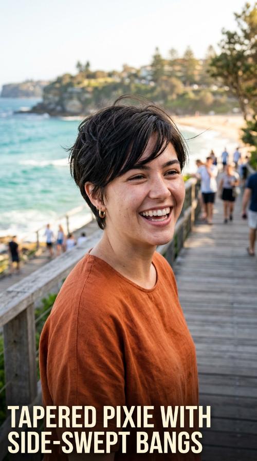 Tapered Pixie with Side-Swept Bangs