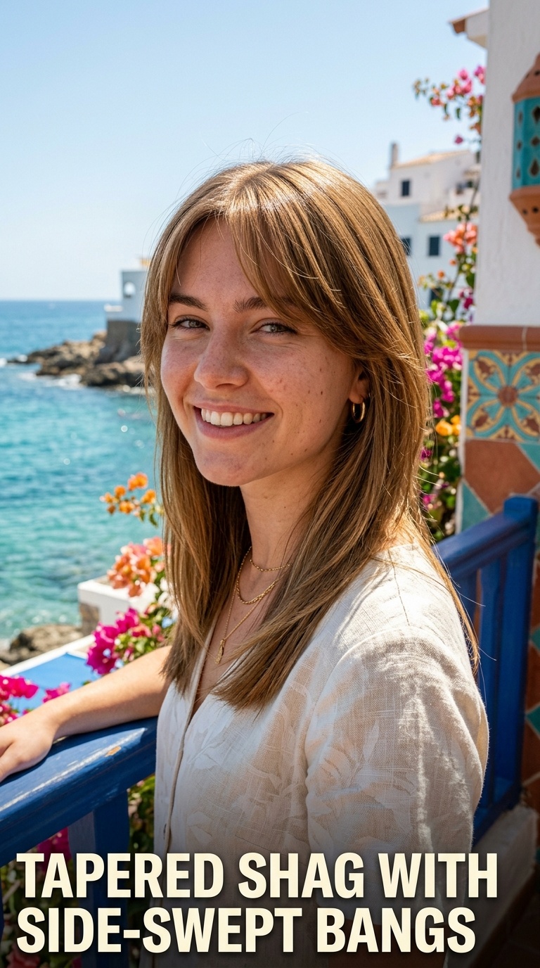 Tapered Shag with Side-Swept Bangs