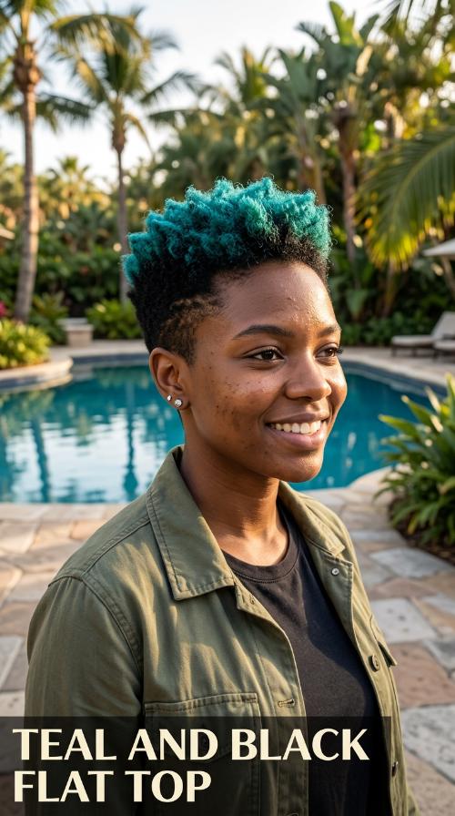 Teal and Black Flat Top