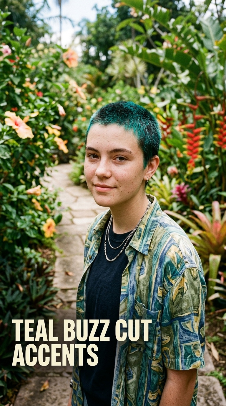 Teal Buzz Cut Accents