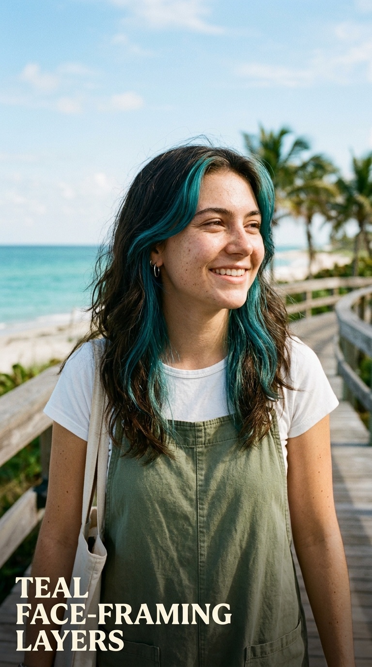 Teal Face-Framing Layers