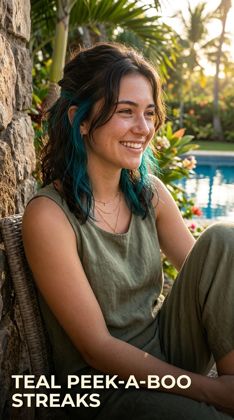 Teal Peek-a-Boo Streaks