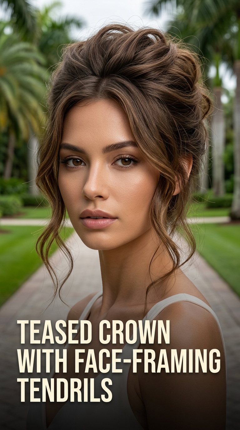 Teased Crown with Face-Framing Tendrils