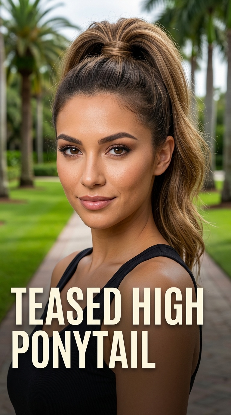 Teased High Ponytail
