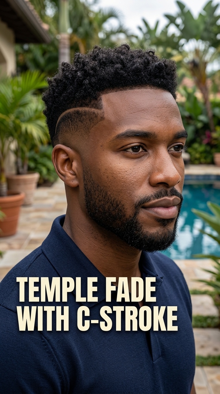 Temple Fade with C-Stroke