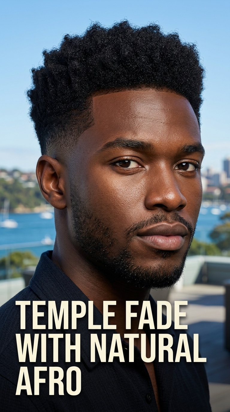 Temple Fade with Natural Afro