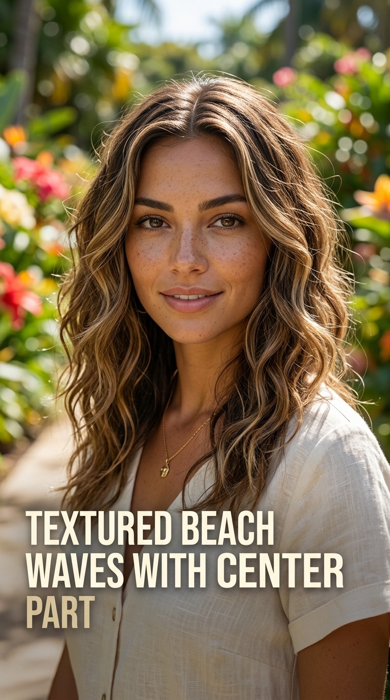 Textured Beach Waves with Center Part
