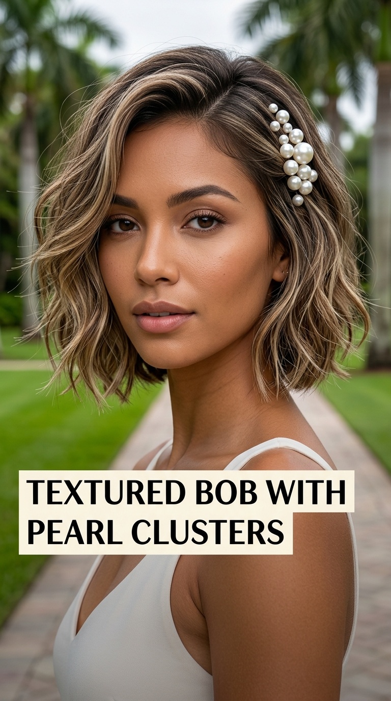 Textured Bob with Pearl Clusters