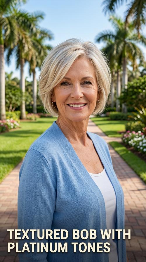 Textured Bob with Platinum Tones