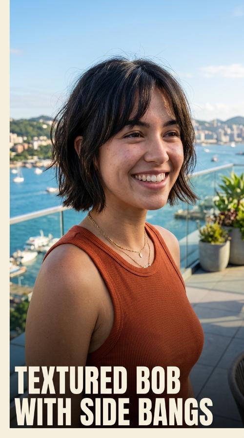 Textured Bob with Side Bangs