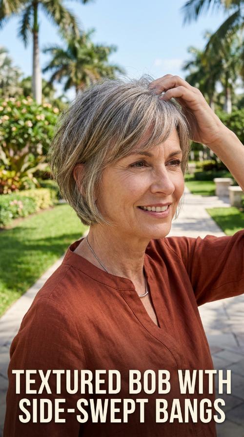 Textured Bob with Side-Swept Bangs