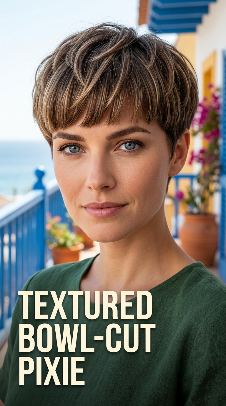 Textured Bowl-Cut Pixie