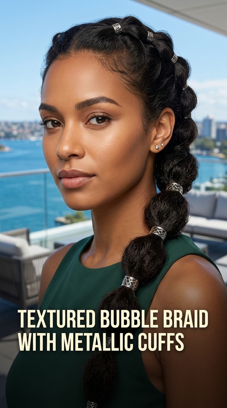 Textured Bubble Braid with Metallic Cuffs