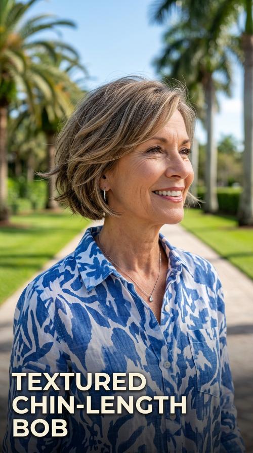 Textured Chin-Length Bob