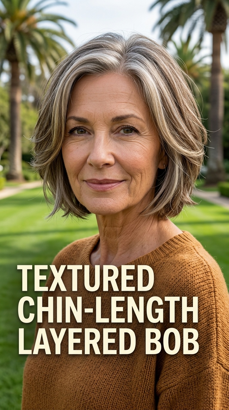 Textured Chin-Length Layered Bob