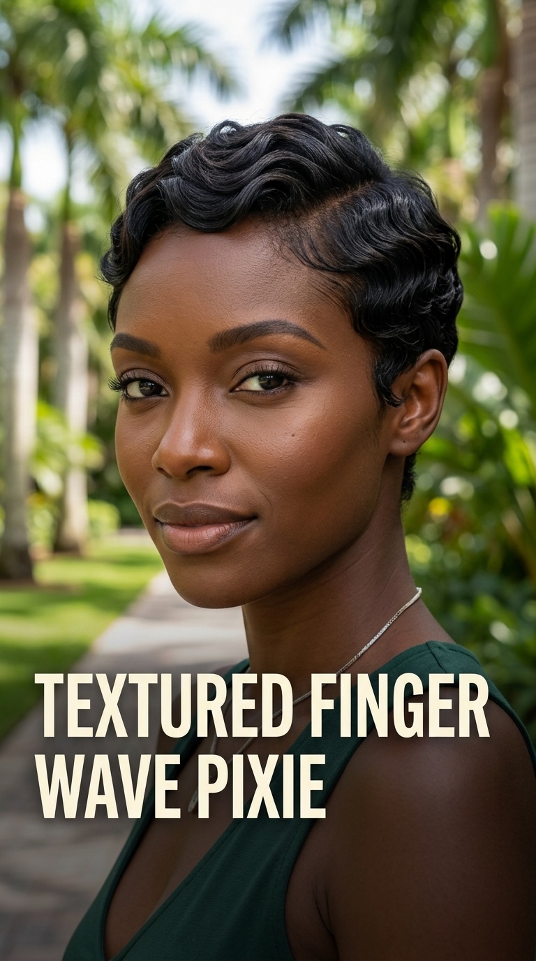 Textured Finger Wave Pixie