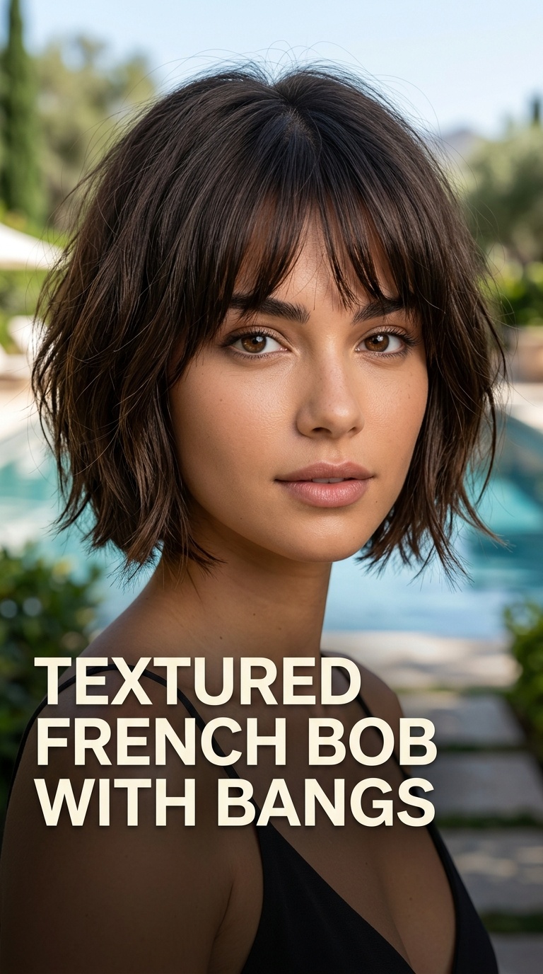 Textured French Bob with Bangs