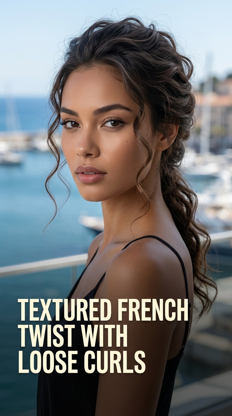 Textured French Twist with Loose Curls