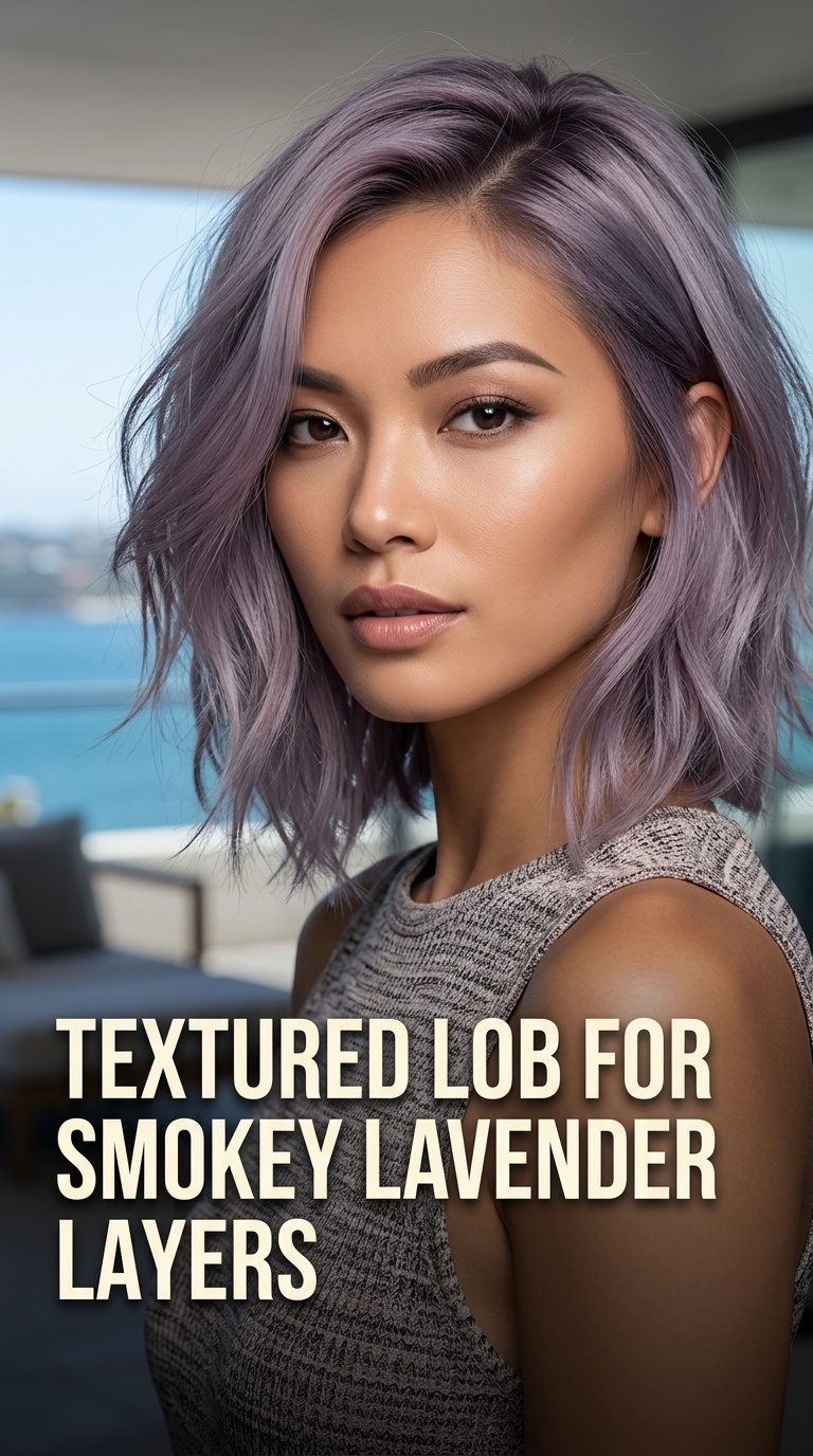 Textured Lob for Smokey Lavender Layers