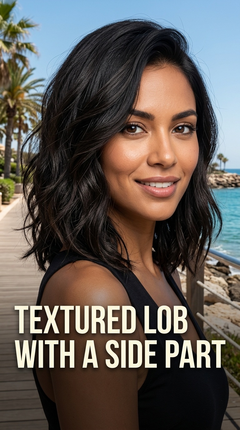 Textured Lob with a Side Part