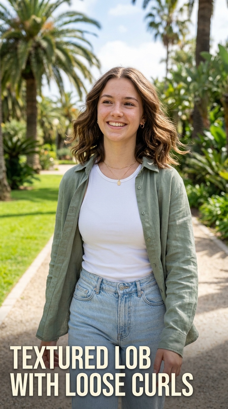 Textured Lob with Loose Curls