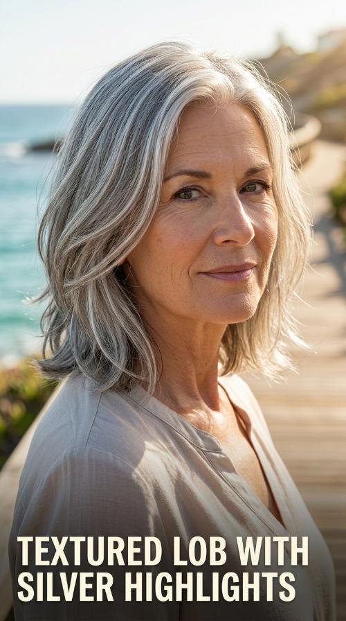 Textured Lob with Silver Highlights