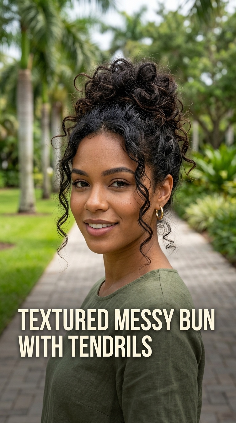 Textured Messy Bun with Tendrils