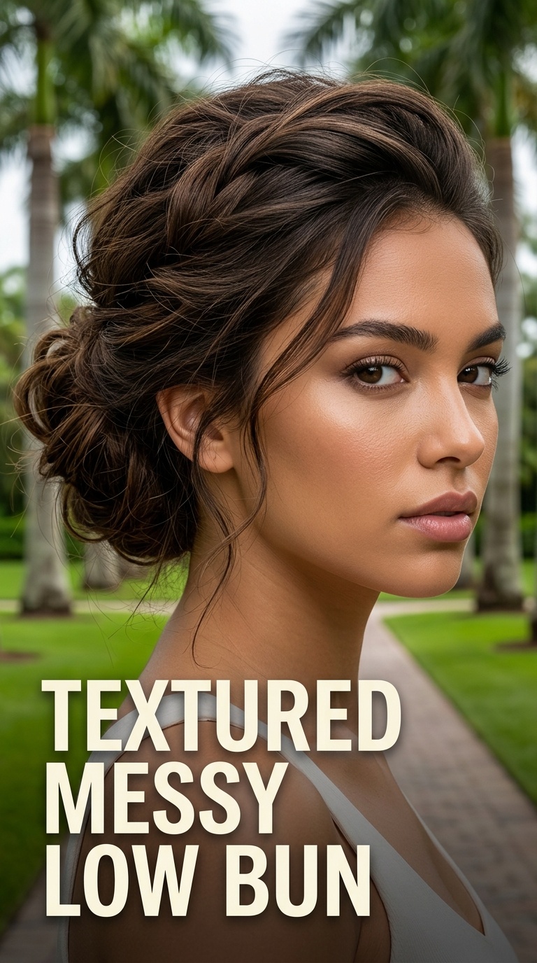 Textured Messy Low Bun
