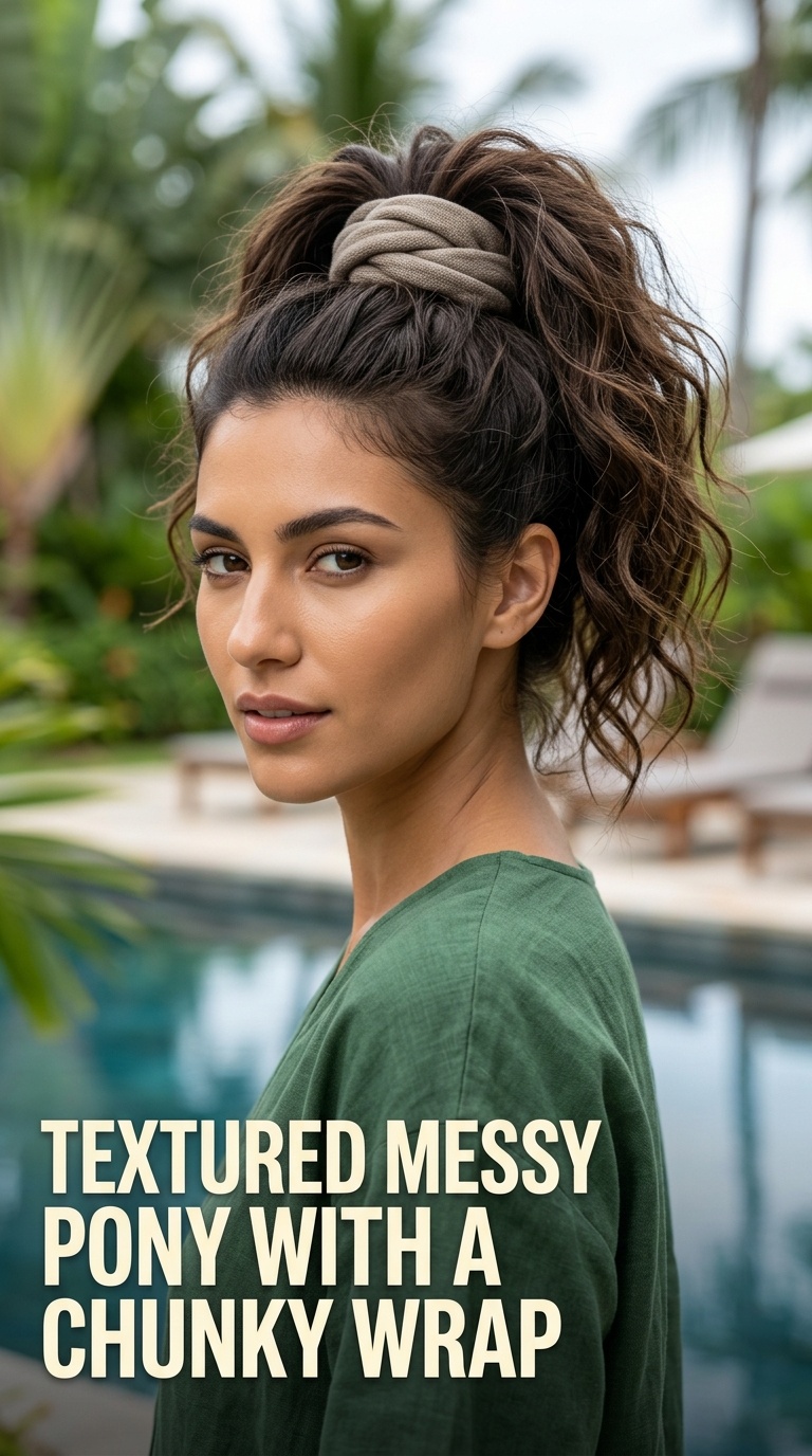 Textured Messy Pony with a Chunky Wrap