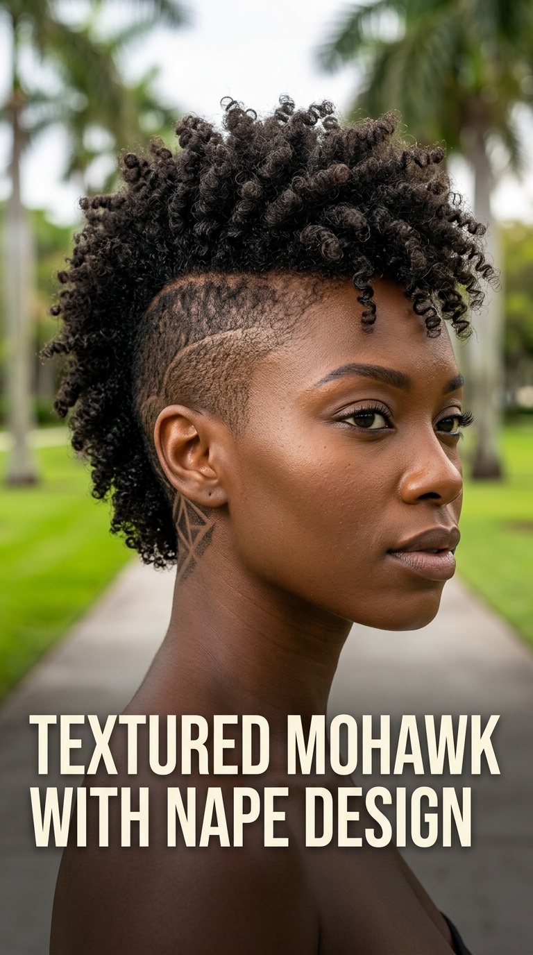 Textured Mohawk with Nape Design
