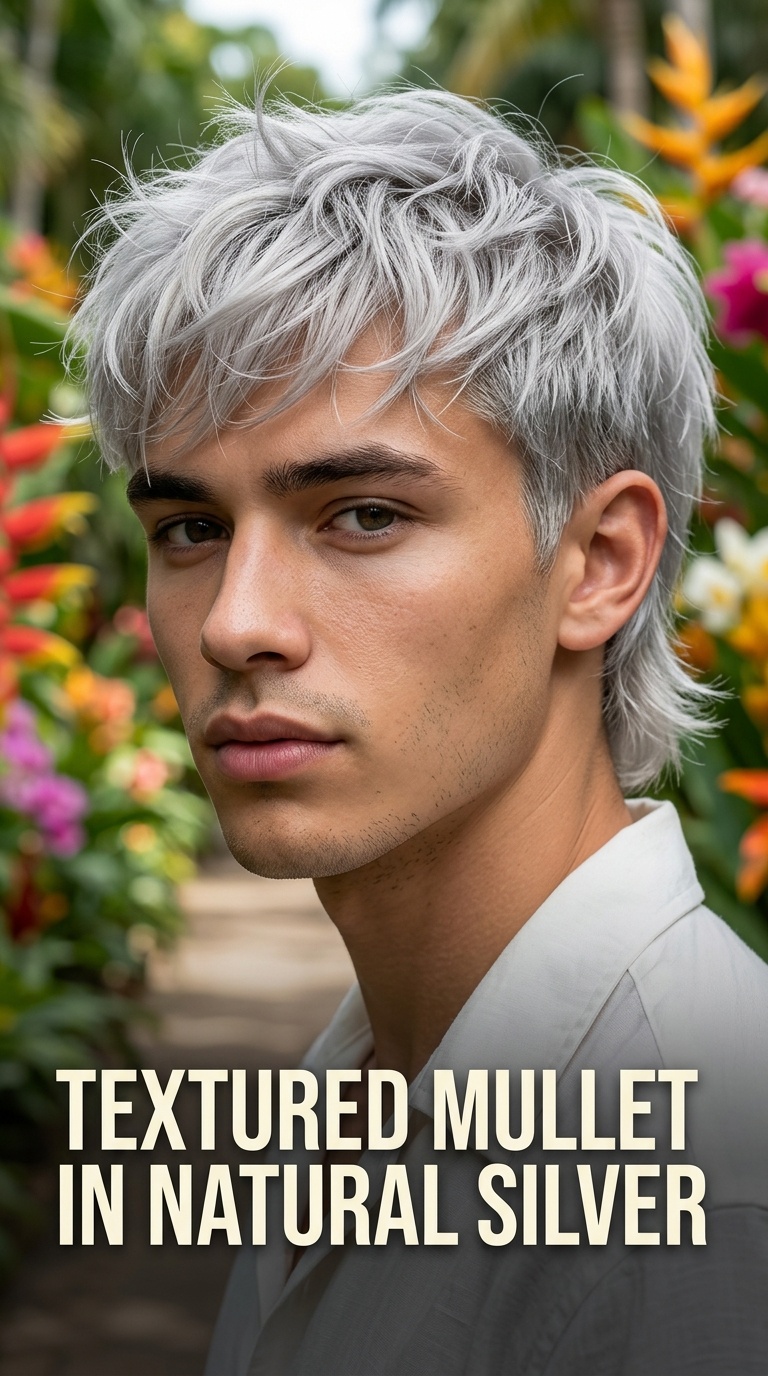 Textured Mullet in Natural Silver