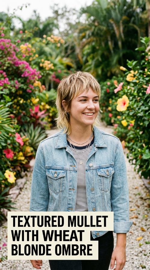 Textured Mullet with Wheat Blonde Ombre